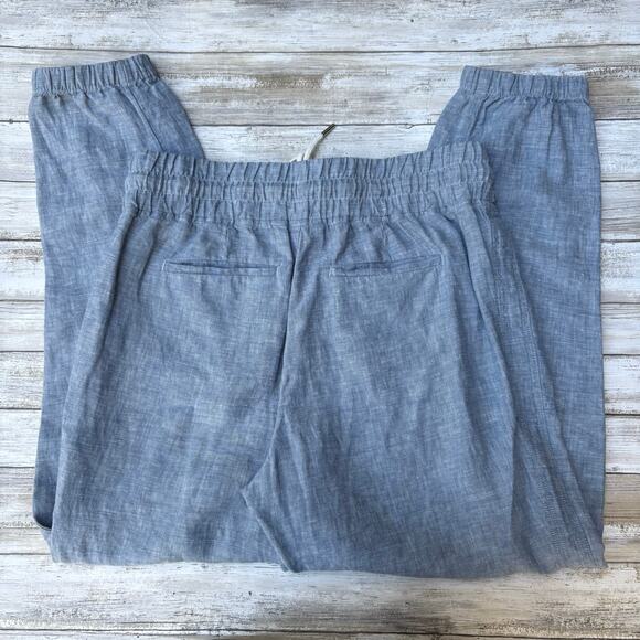 Athlet Cabo Linen Pants Sz 10 Light Blue Chambray Pull On Jogger Lightweight - Picture 4 of 12